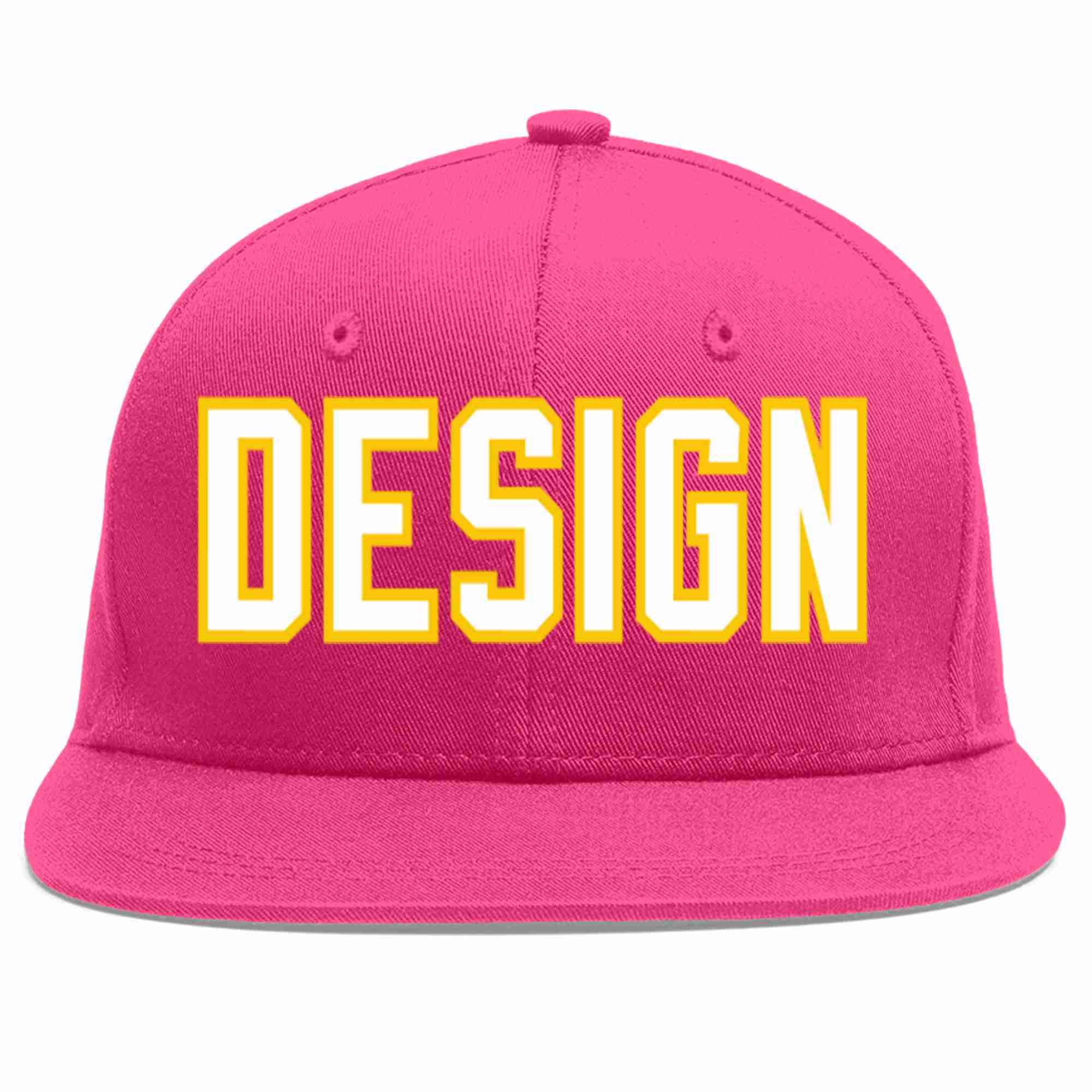 Custom Rose Red White-Gold Flat Eaves Sport Baseball Cap Design for Men/Women/Youth