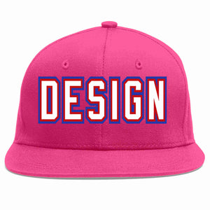 Conception personnalisée de casquette de baseball de sport à avant-toit plat rose rouge blanc-rouge pour hommes/femmes/jeunes