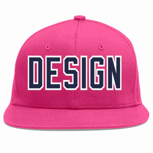 Conception personnalisée de casquette de baseball de sport à avant-toit plat rose rouge marine-blanc pour hommes/femmes/jeunes