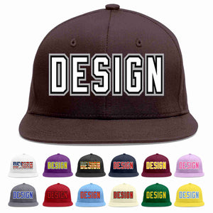 Custom Brown White-Black Flat Eaves Sport Baseball Cap Design for Men/Women/Youth