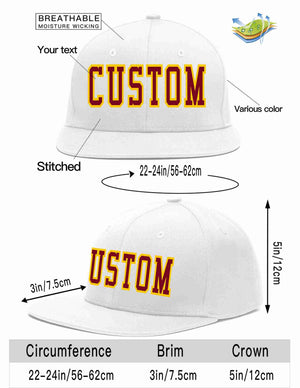 Custom White Crimson-Gold Casual Sport Baseball Cap