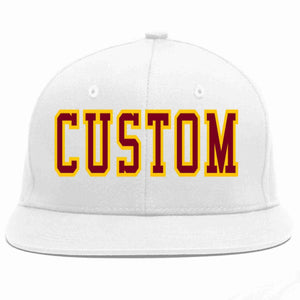 Custom White Crimson-Gold Casual Sport Baseball Cap