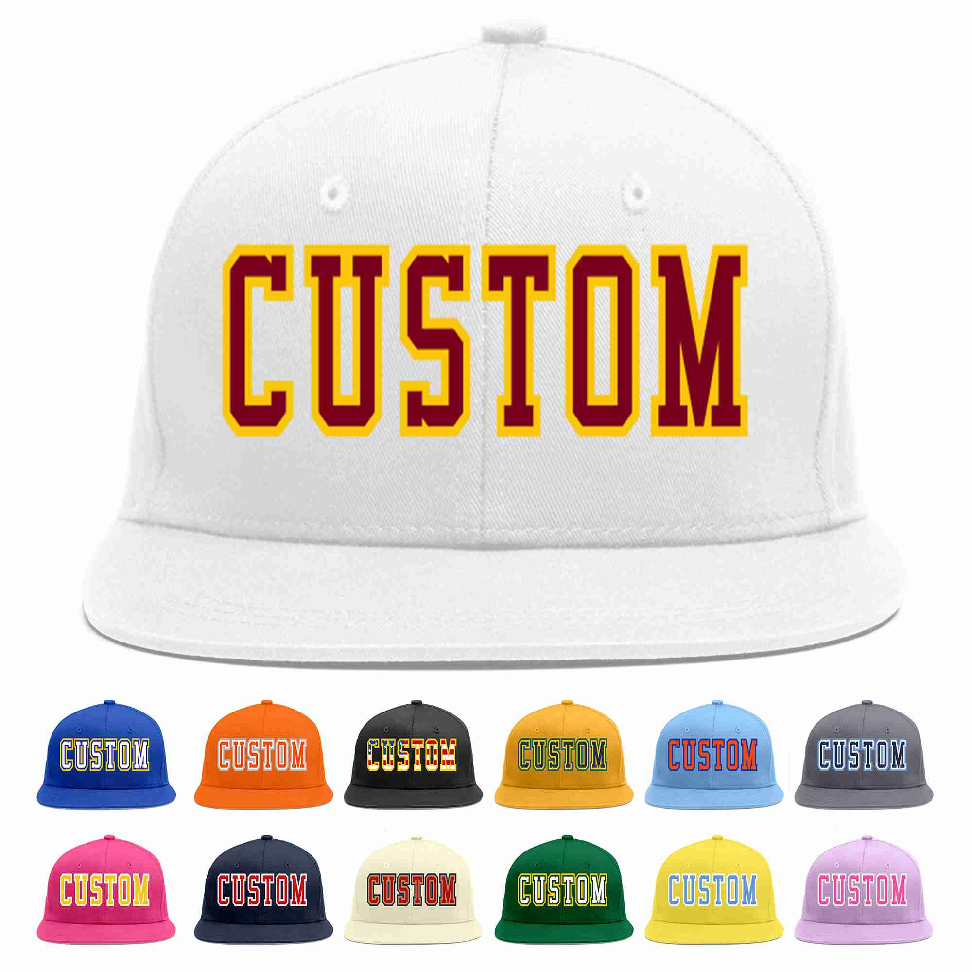 Custom White Crimson-Gold Casual Sport Baseball Cap