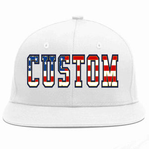 Custom White Vintage USA Flag-Gold Casual Sport Baseball Cap