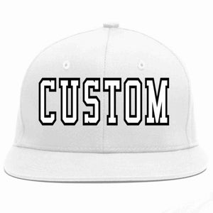 Custom White White-Black Casual Sport Baseball Cap