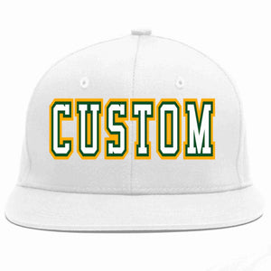 Custom White White-Kelly Green Casual Sport Baseball Cap