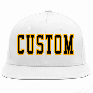 Custom White Black-Yellow Casual Sport Baseball Cap