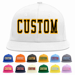 Custom White Black-Yellow Casual Sport Baseball Cap