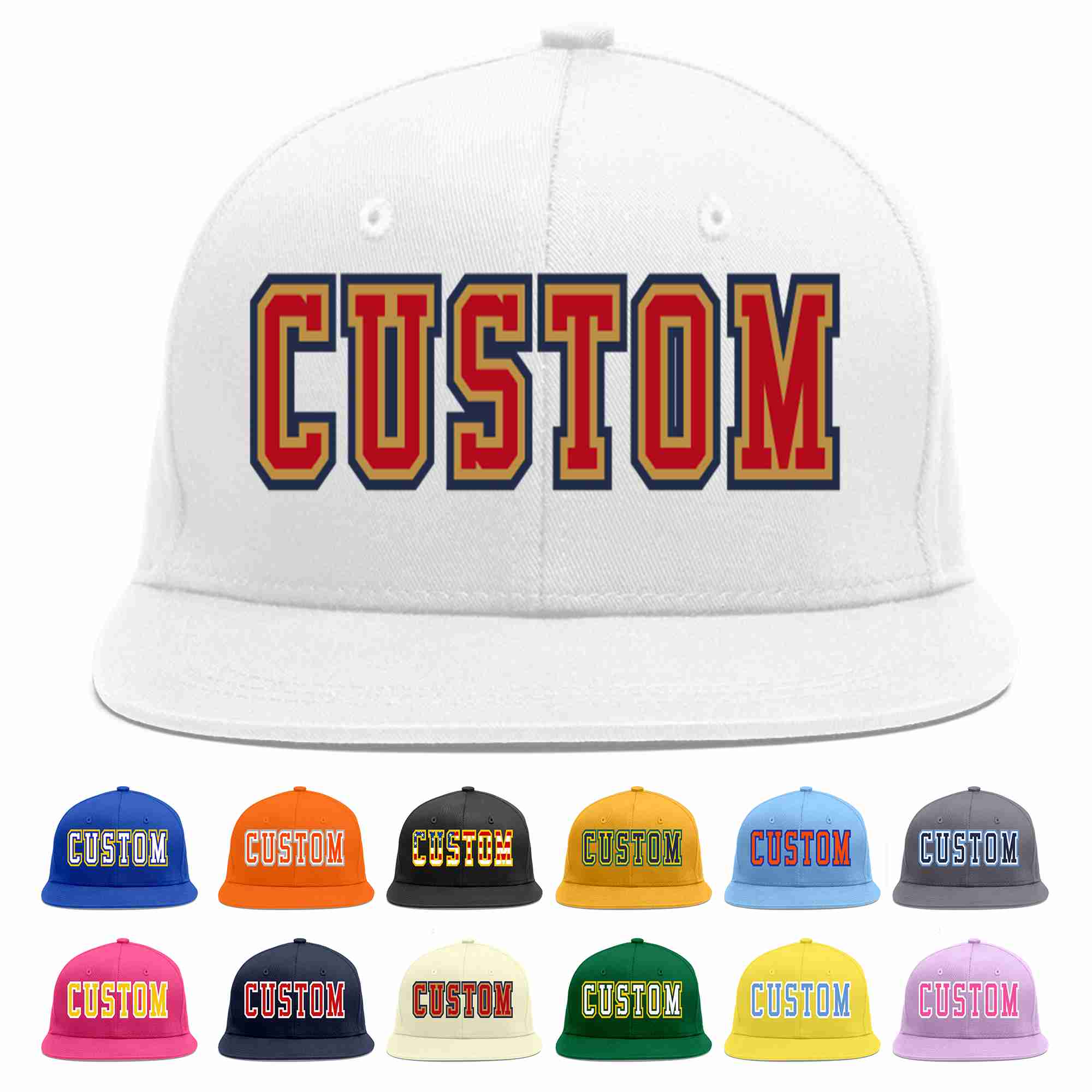 Custom White Red-Old Gold Casual Sport Baseball Cap