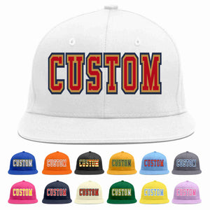 Custom White Red-Old Gold Casual Sport Baseball Cap