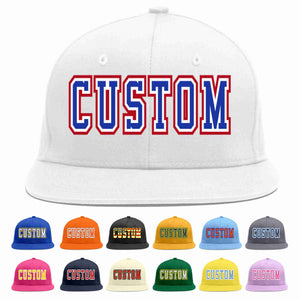 Custom White Royal-White Casual Sport Baseball Cap