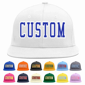 Custom White Royal-White Casual Sport Baseball Cap