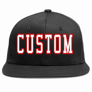 Custom Black White-Red Casual Sport Baseball Cap