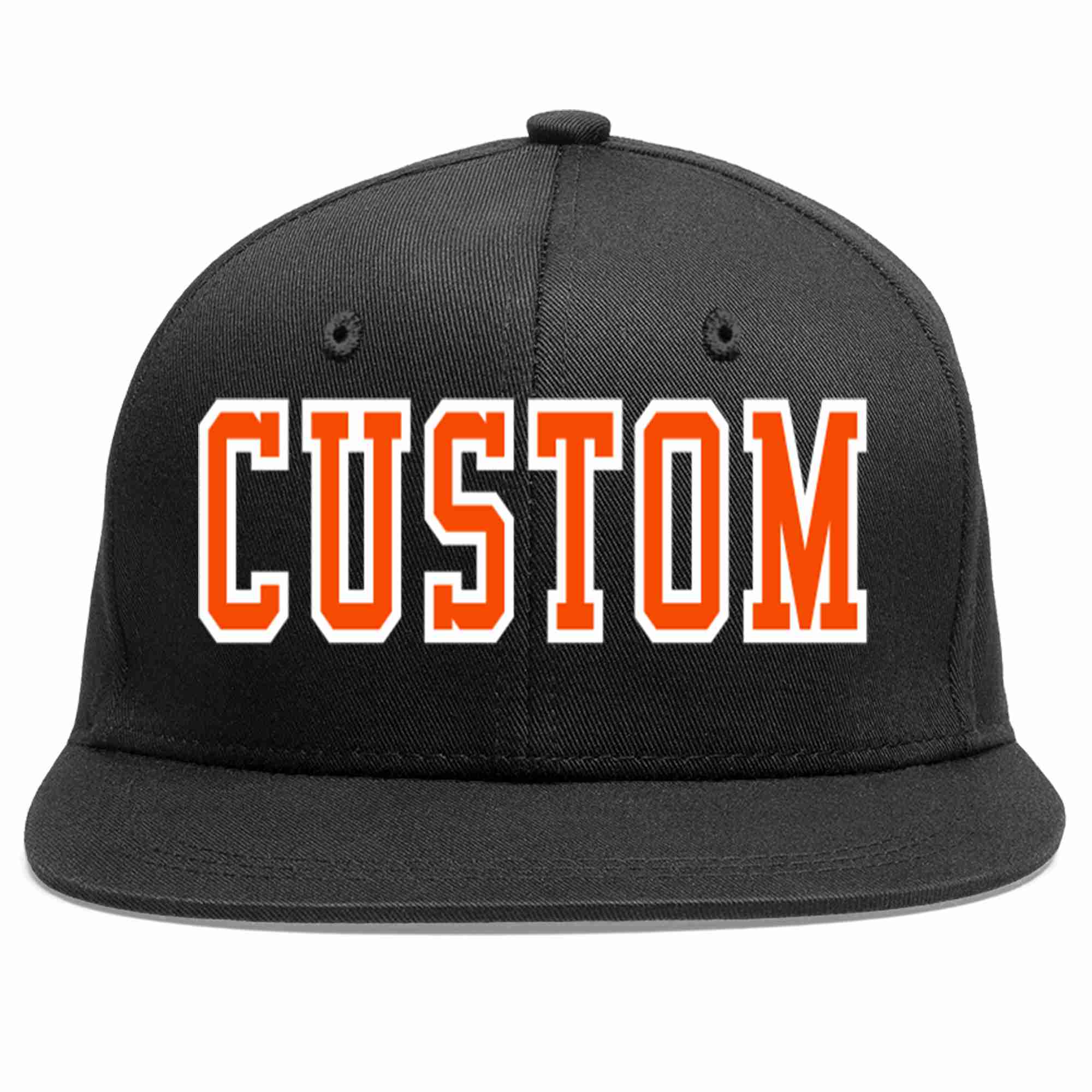 Custom Black Orange-White Casual Sport Baseball Cap