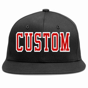 Custom Black Red-White Casual Sport Baseball Cap