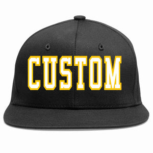 Custom Black White-Gold Casual Sport Baseball Cap