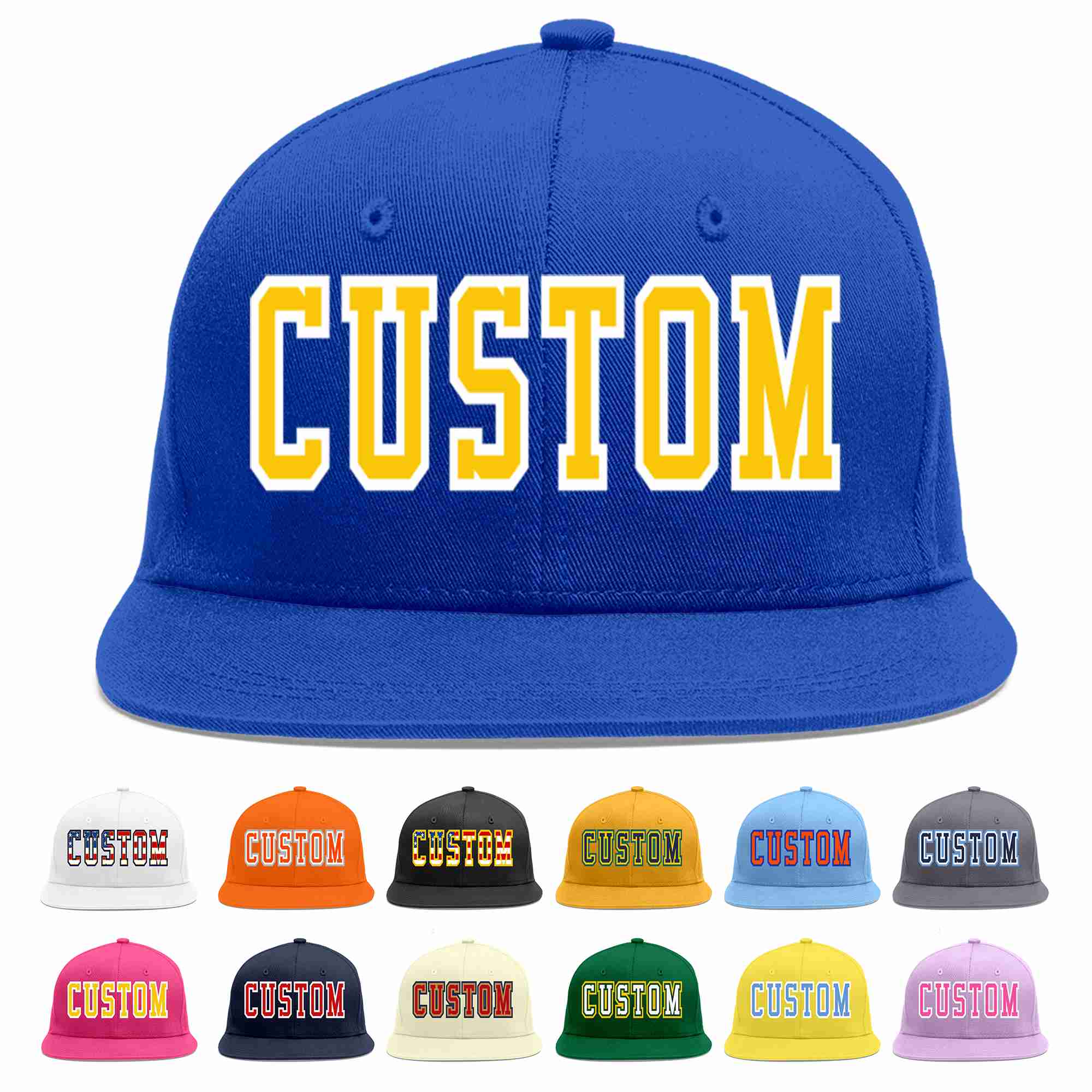 Casquette de baseball sport décontractée Royal Gold-White personnalisée