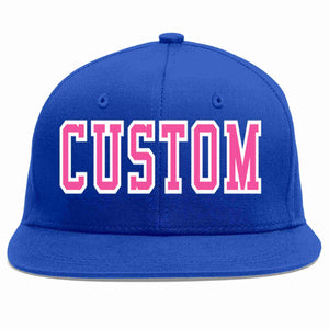 Custom Royal Pink-White Casual Sport Baseball Cap