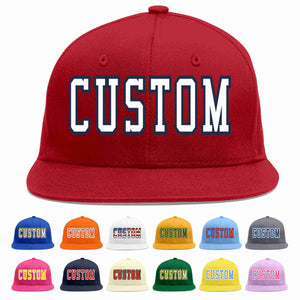 Custom Red White-Navy Casual Sport Baseball Cap