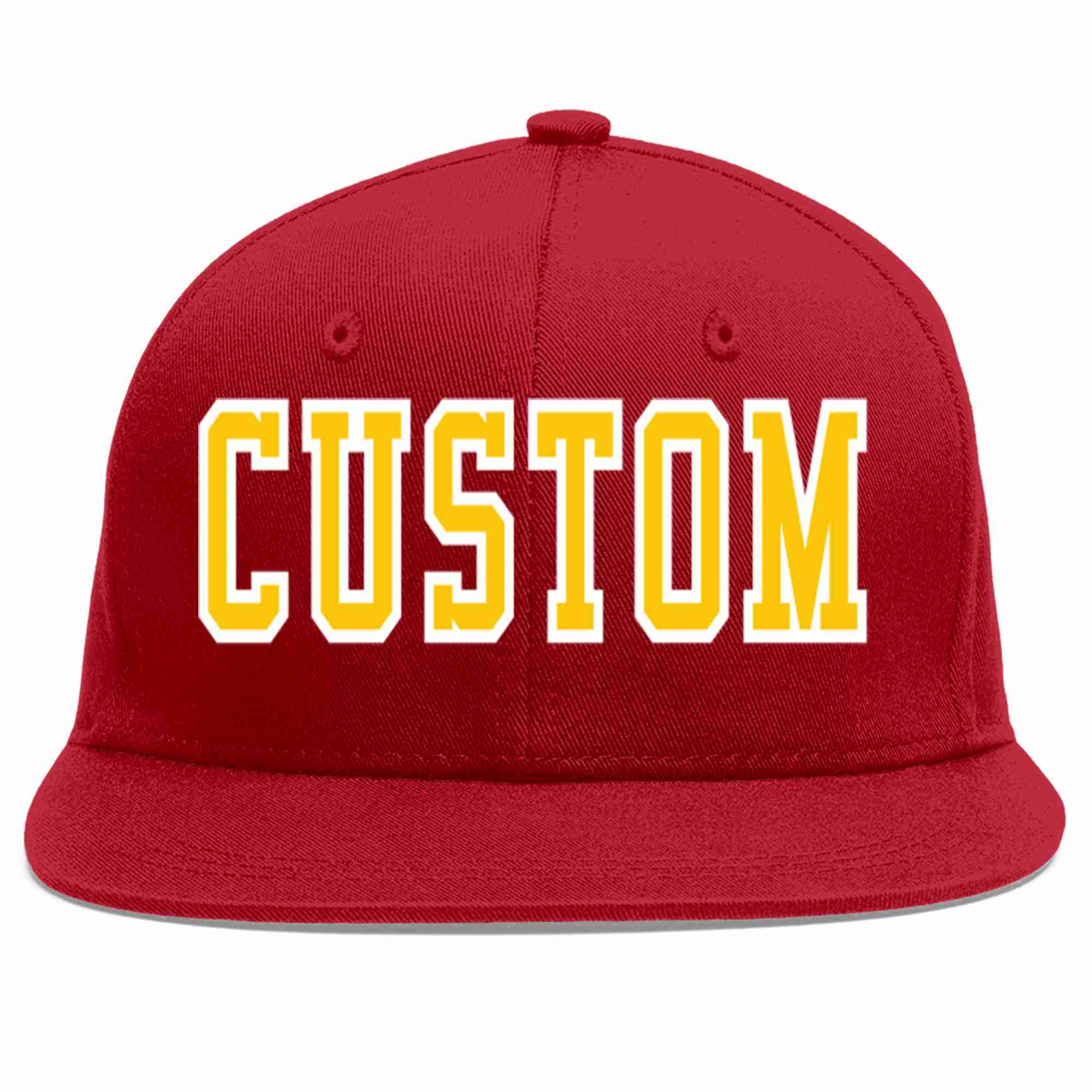 Custom Red Gold-White Casual Sport Baseball Cap