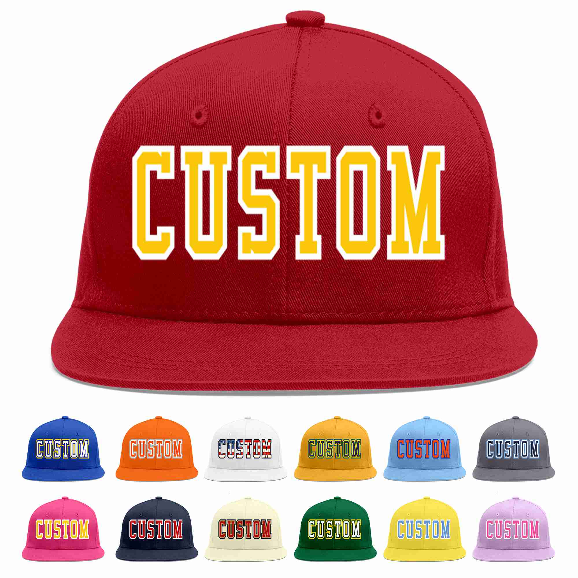 Custom Red Gold-White Casual Sport Baseball Cap