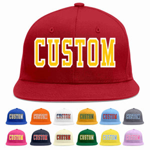 Casquette de baseball sport décontractée rouge or-blanc personnalisée