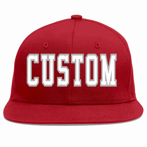 Custom Red White-Gray Casual Sport Baseball Cap