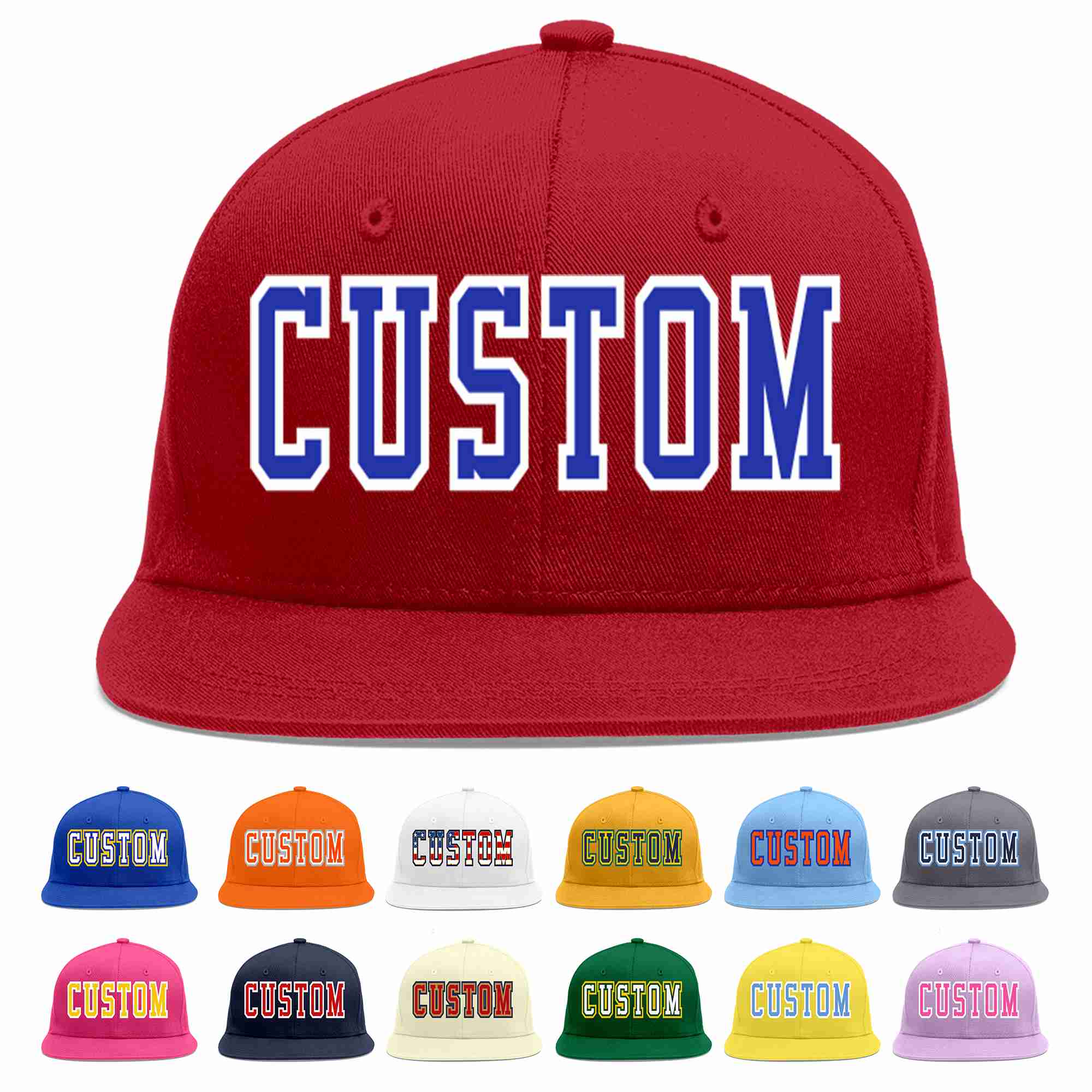 Custom Red Royal-White Casual Sport Baseball Cap