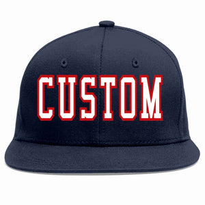 Casquette de baseball sport décontractée personnalisée bleu marine blanc-rouge