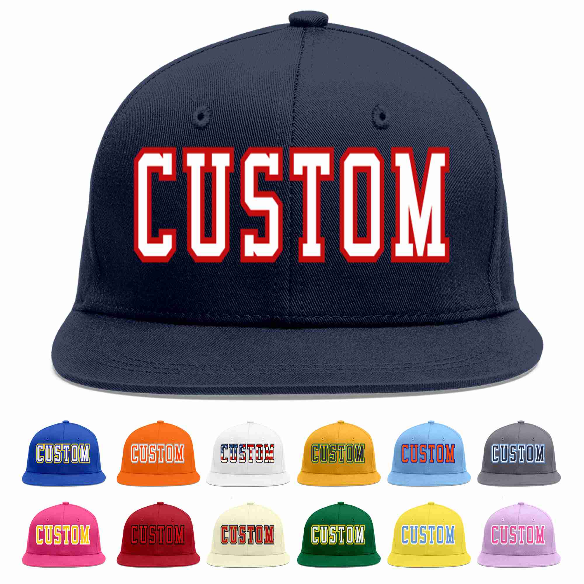 Custom Navy White-Red Casual Sport Baseball Cap