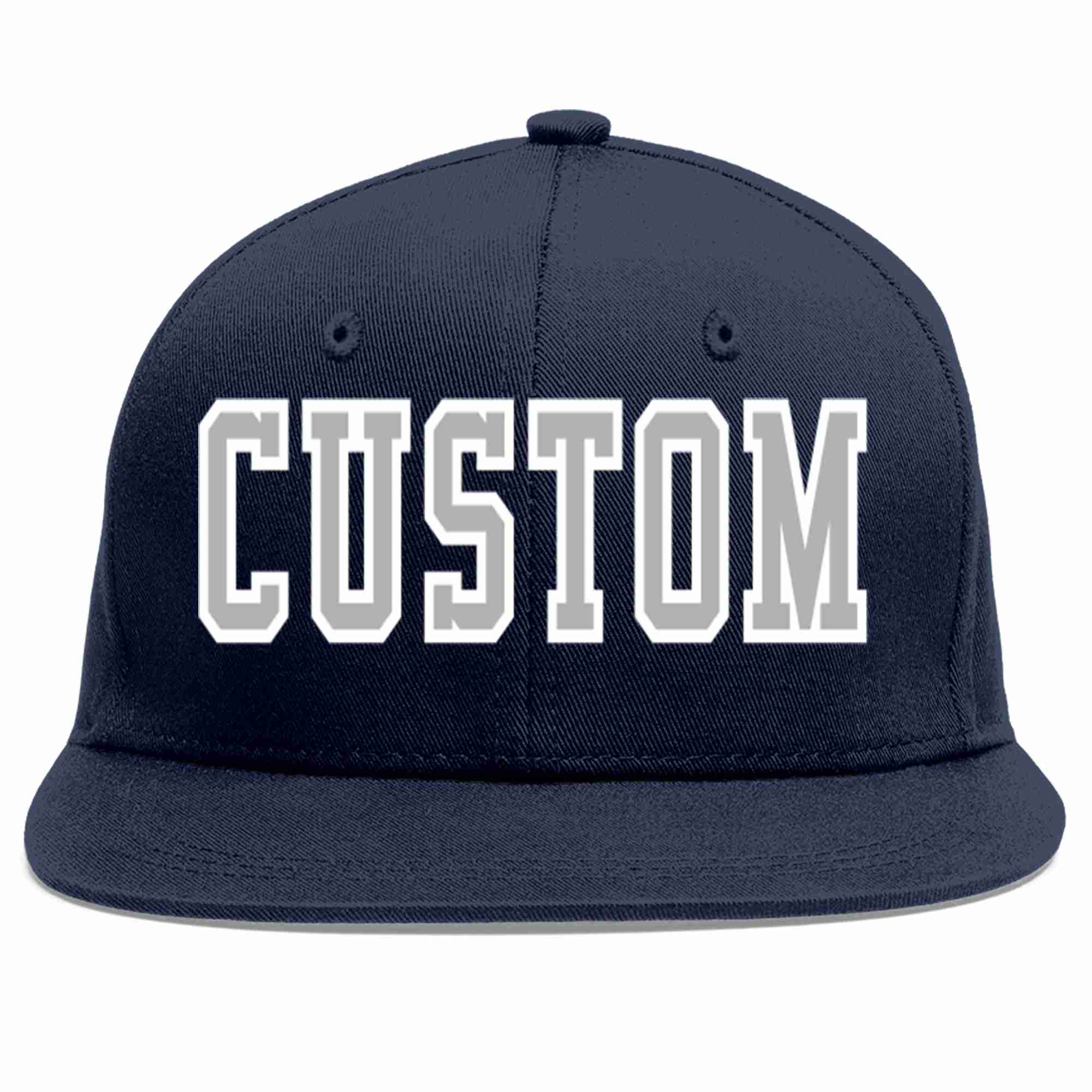 Custom Navy Gray-White Casual Sport Baseball Cap