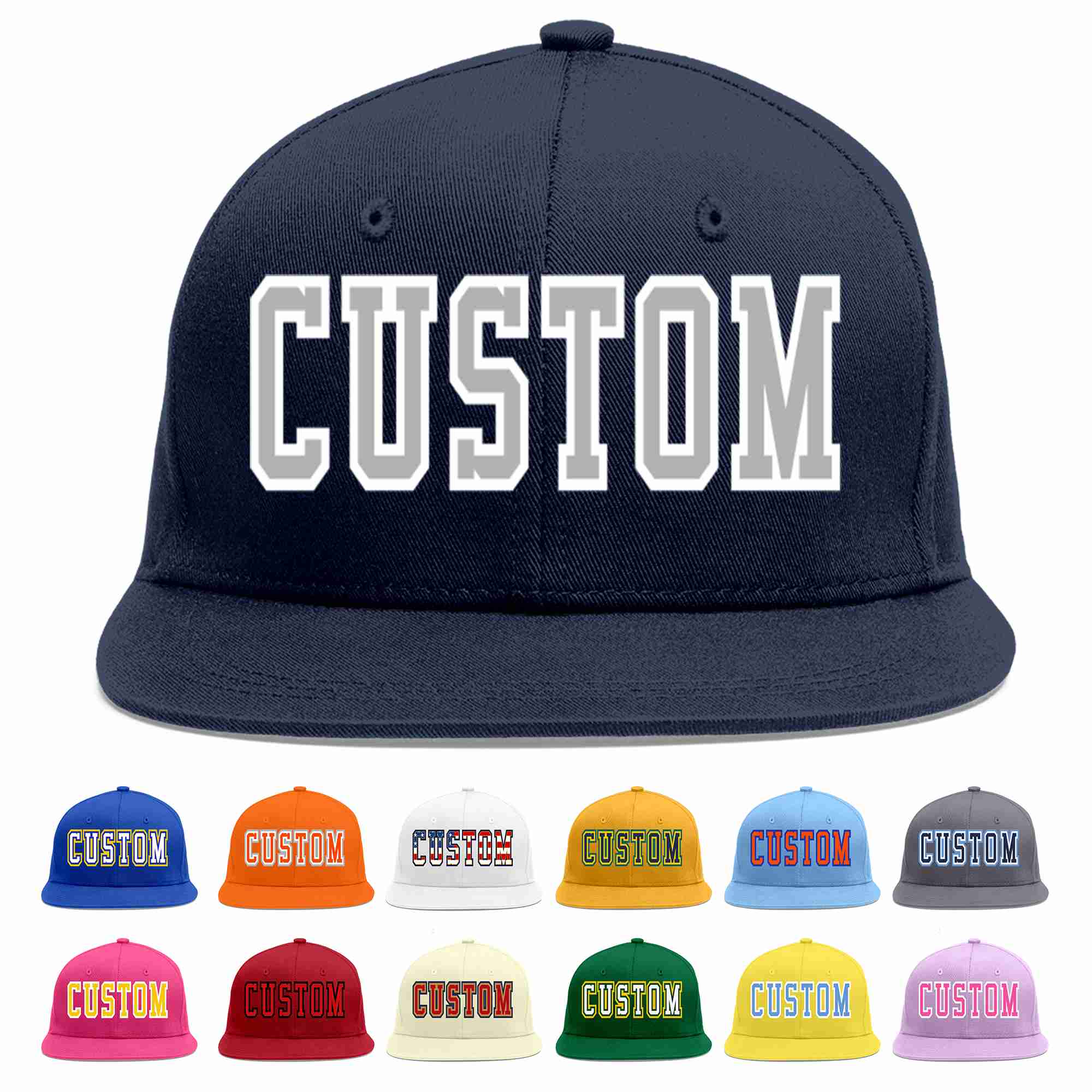 Custom Navy Gray-White Casual Sport Baseball Cap