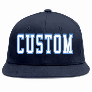 Custom Navy White-Light Blue Casual Sport Baseball Cap