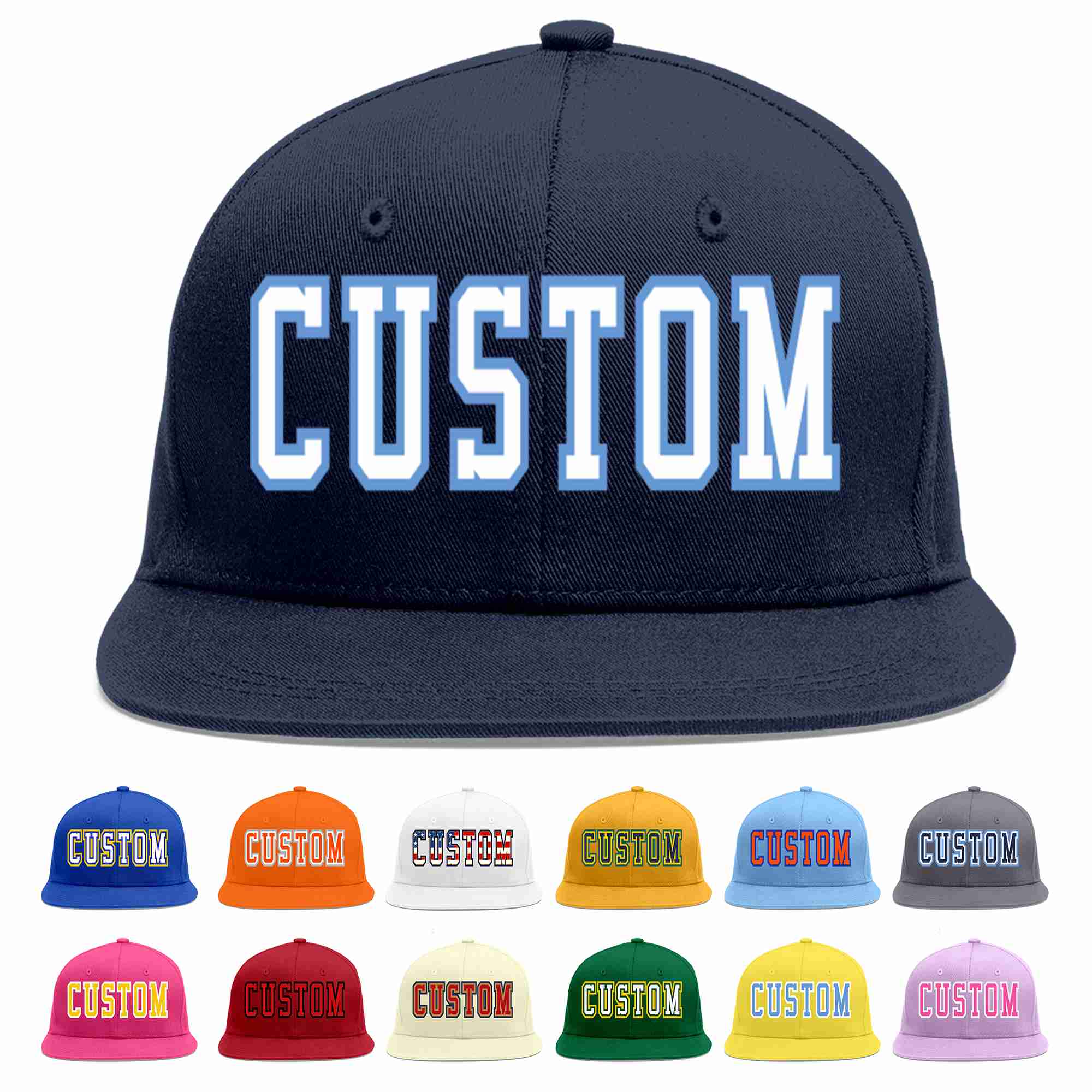 Casquette de baseball sport décontractée personnalisée bleu marine blanc-bleu clair