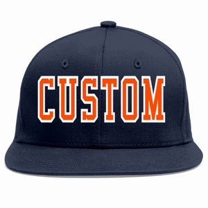 Custom Navy Orange-White Casual Sport Baseball Cap