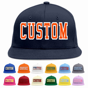 Custom Navy Orange-White Casual Sport Baseball Cap