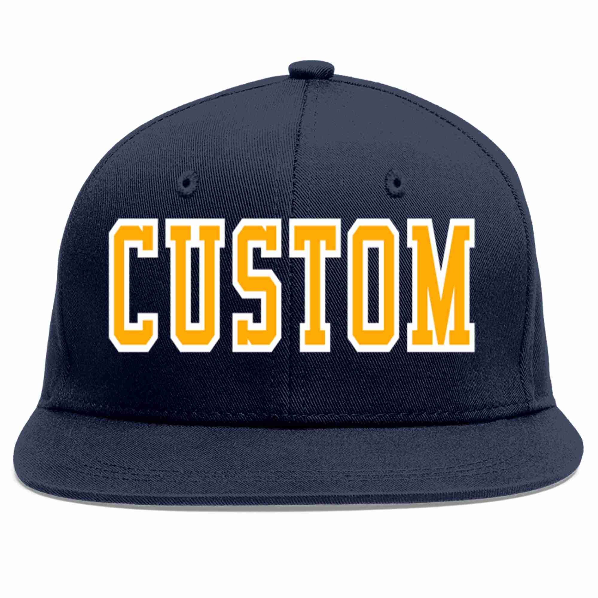 Custom Navy Yellow-White Casual Sport Baseball Cap