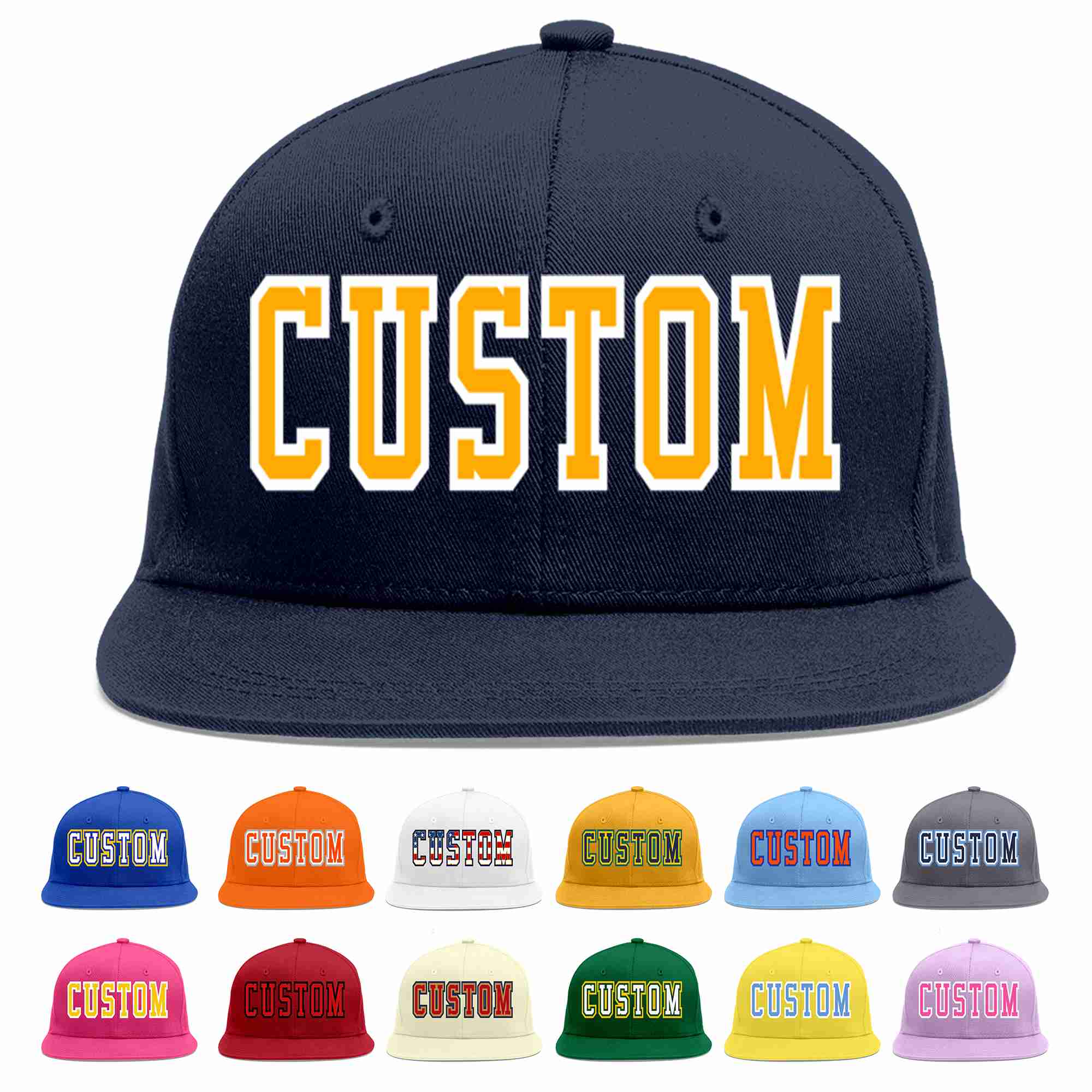 Custom Navy Yellow-White Casual Sport Baseball Cap