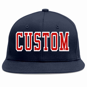 Custom Navy Red-White Casual Sport Baseball Cap