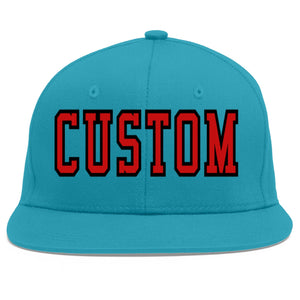 Casquette de baseball sport personnalisée Aqua rouge-noir Flat Eaves