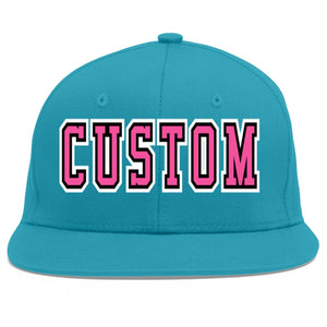 Casquette de baseball sport personnalisée Aqua Pink-White Flat Eaves