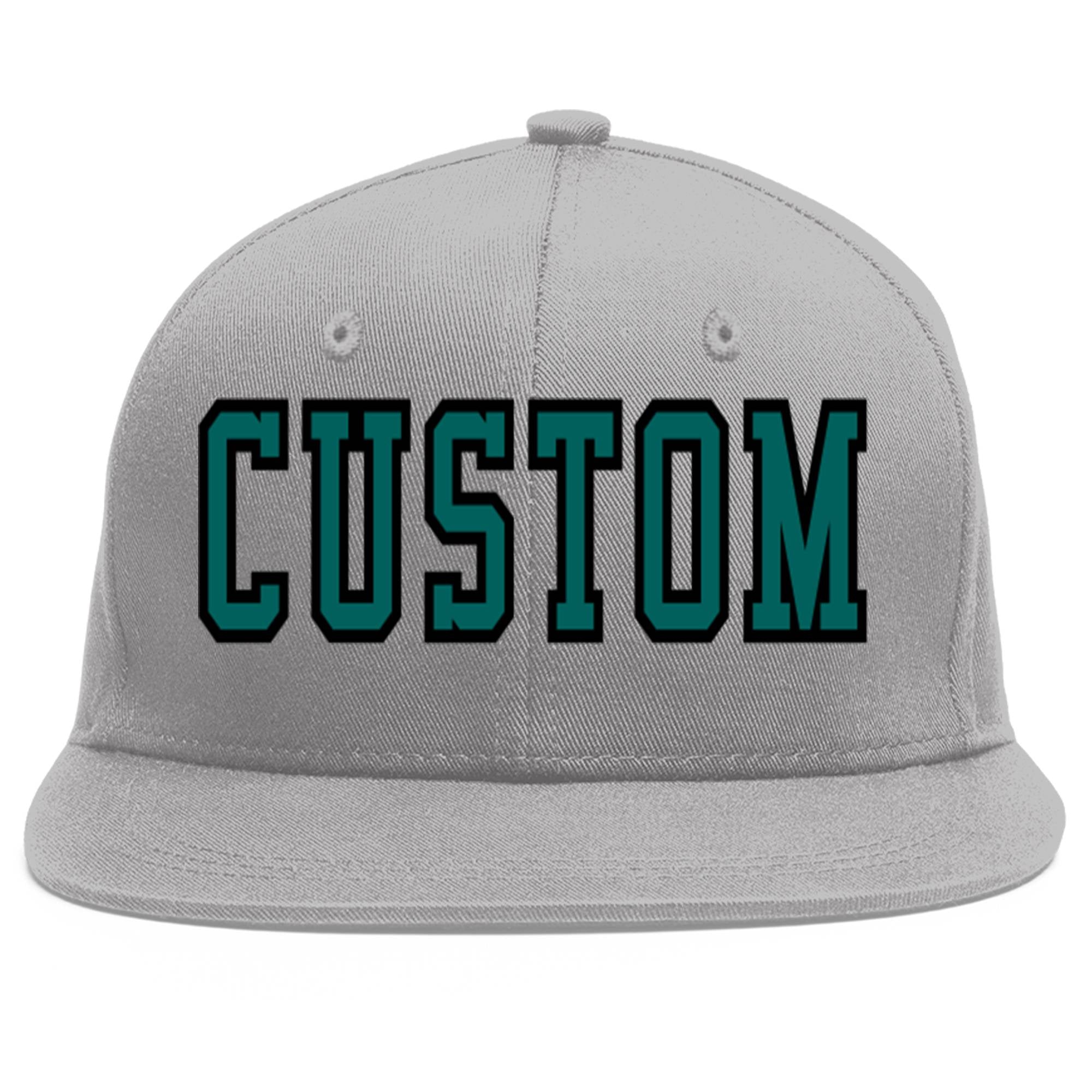 Casquette de baseball sport personnalisée gris aqua-noir plat Eaves