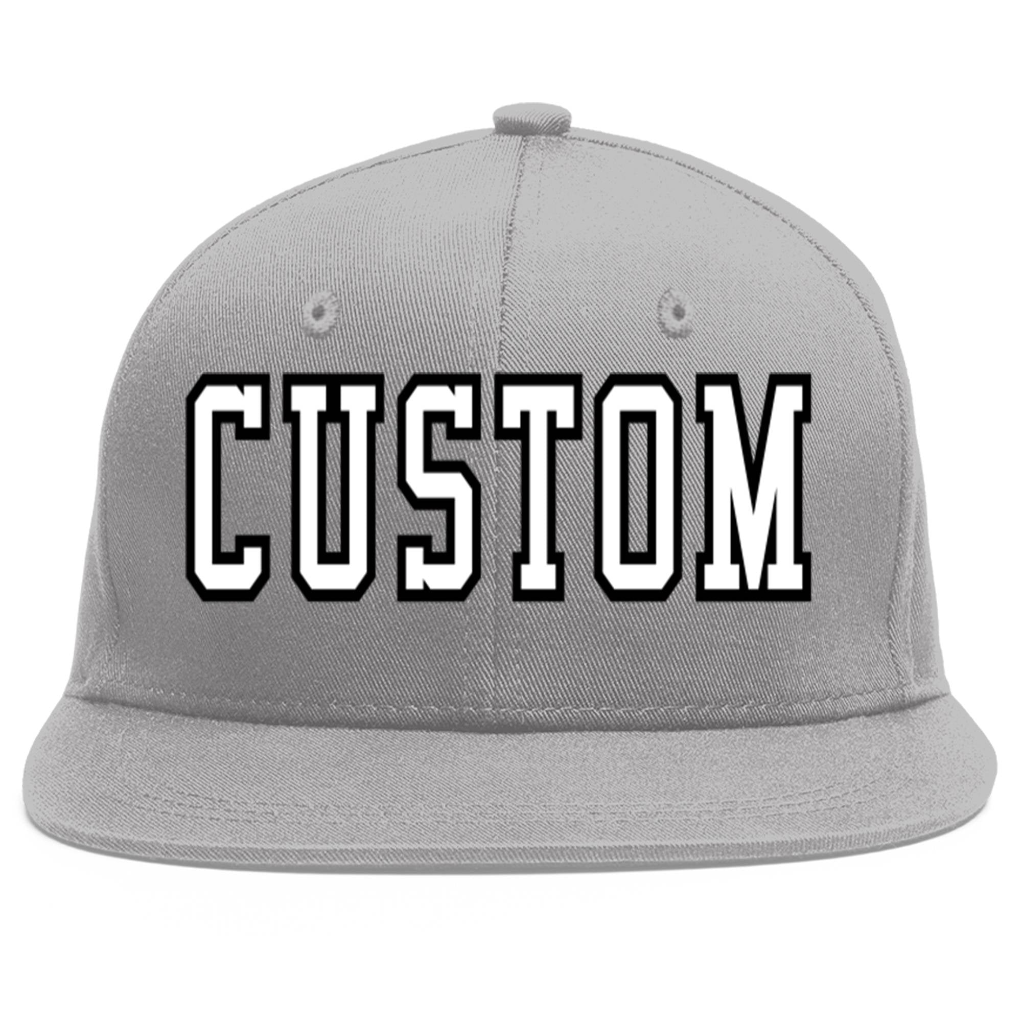 Casquette de baseball sport personnalisée gris blanc-noir Flat Eaves