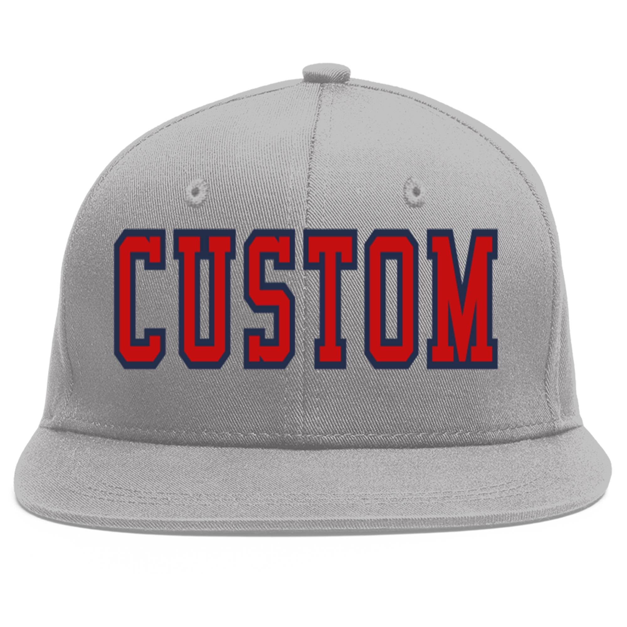 Casquette de baseball sport personnalisée gris rouge-marine Flat Eaves