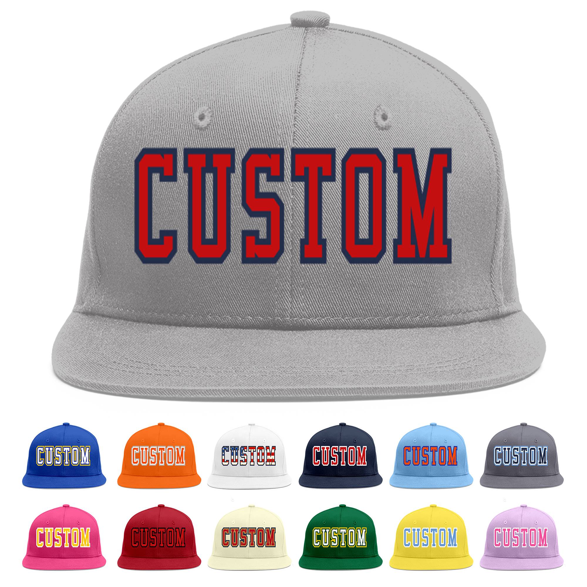 Casquette de baseball sport personnalisée gris rouge-marine Flat Eaves