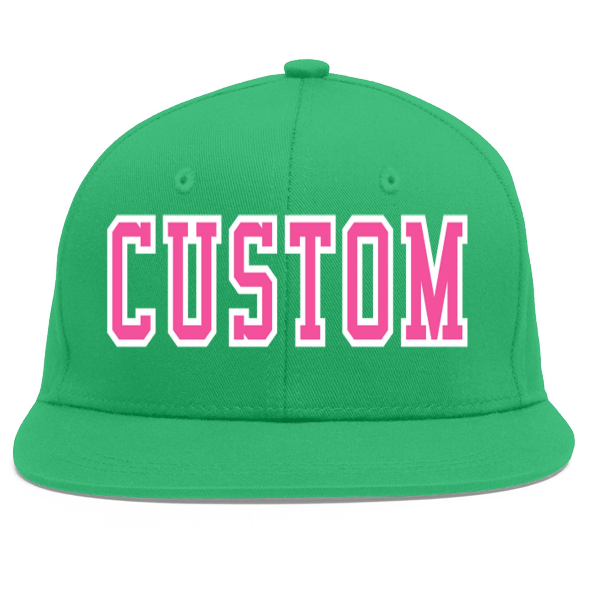 Custom Teal Pink-White Flat Eaves Sport Baseball Cap