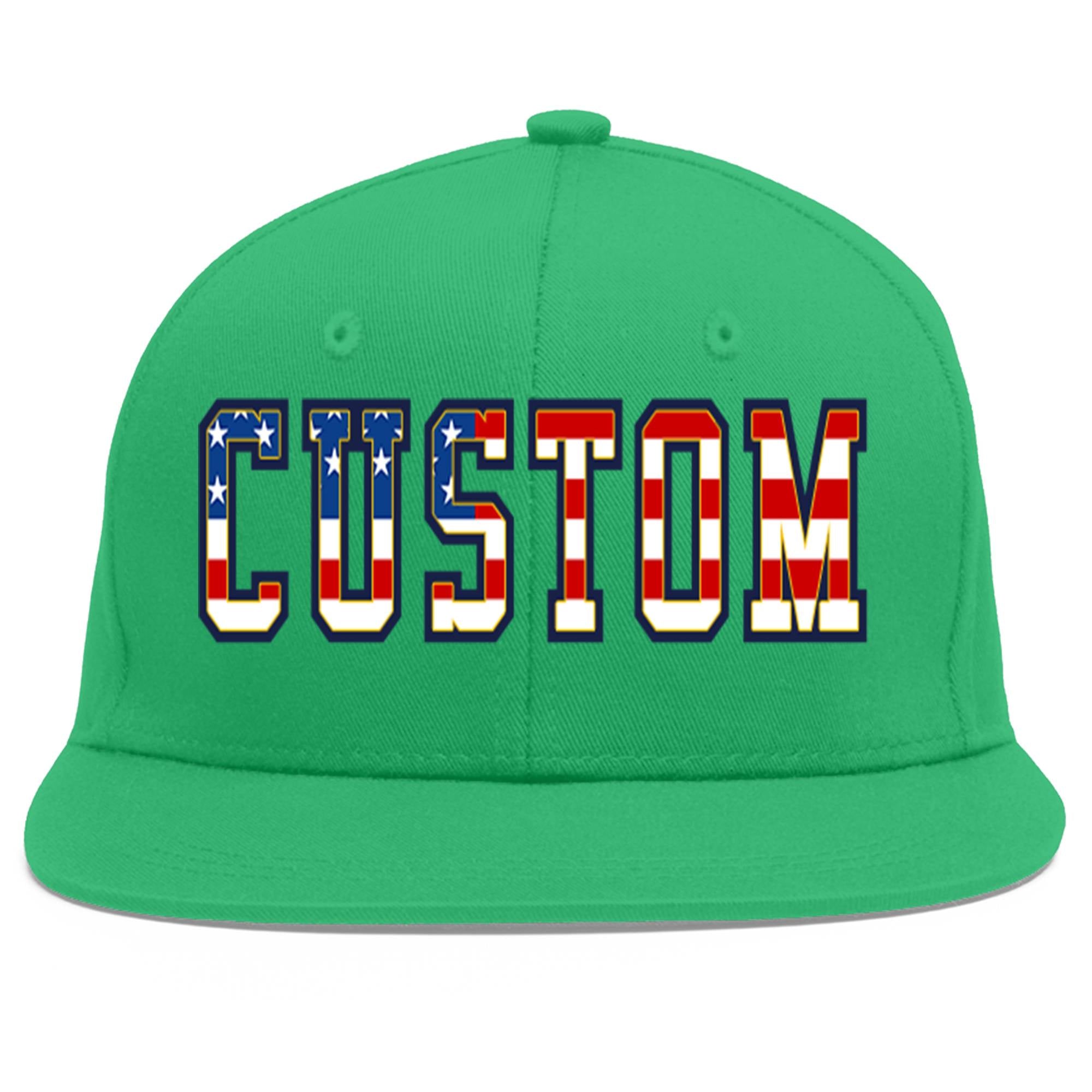 Custom Teal Vintage USA Flag-Gold Flat Eaves Sport Baseball Cap