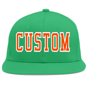 Custom Teal Orange-White Flat Eaves Sport Baseball Cap