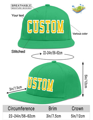 Custom Teal Gold-White Flat Eaves Sport Baseball Cap