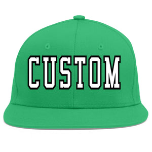 Custom Teal White-Black Flat Eaves Sport Baseball Cap